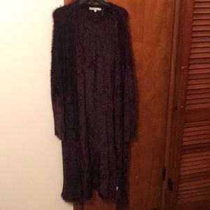 Loooong fuzzy purple coat